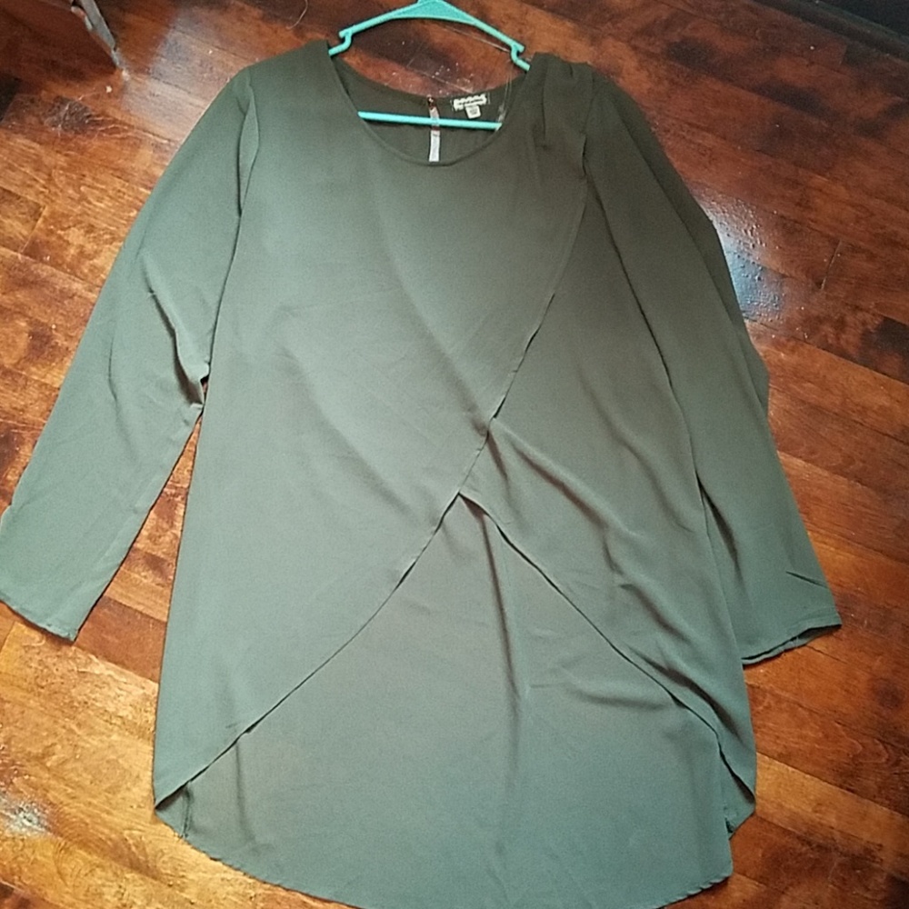 Long Sleeve High/Low Wrap Shirt